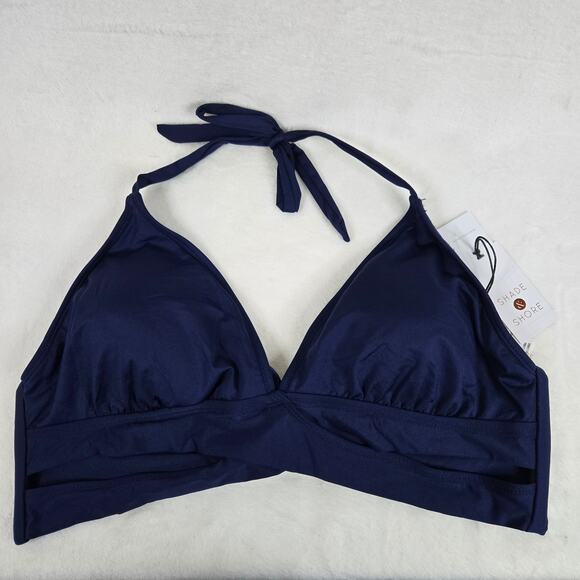 Kona Sol Bikini Top Halter Top Swimwear Cutout Womens XL Navy Blue 0583 - Picture 2 of 7